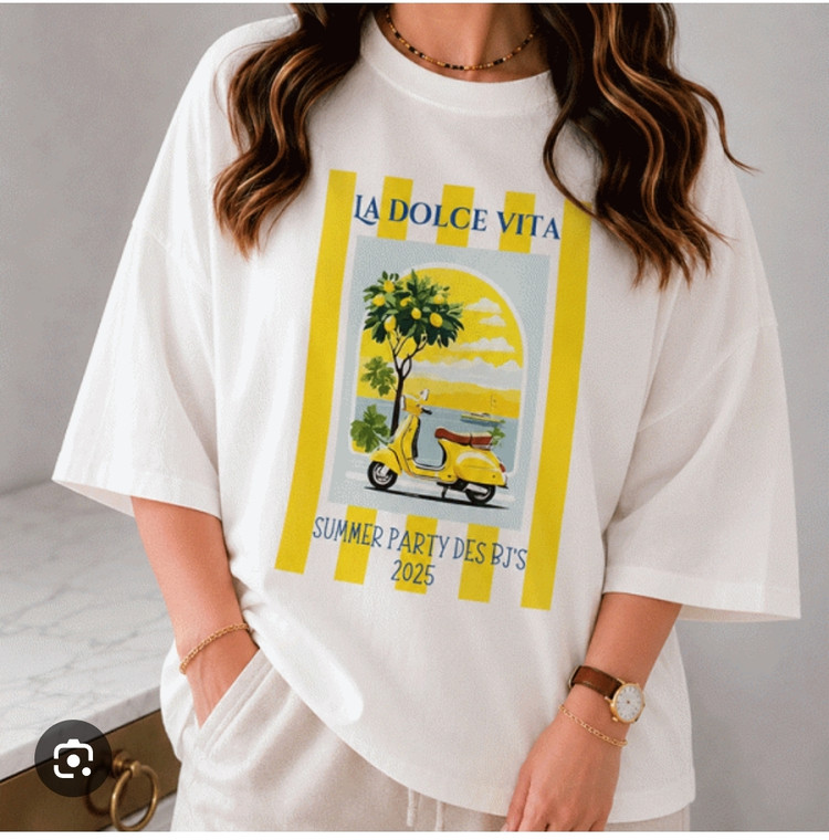 👕 تیشرت باکسی آستین سهربع طرح لیمو و اسکوتر