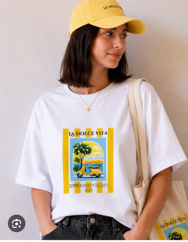 👕 تیشرت باکسی آستین سهربع طرح لیمو و اسکوتر