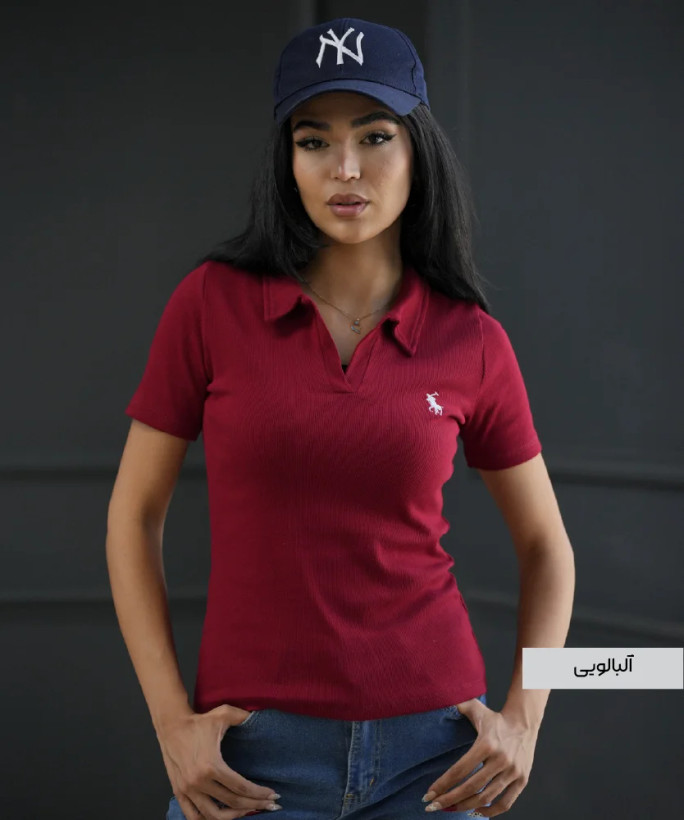 پولوشرت زنانه یقهدار آستین کوتاه